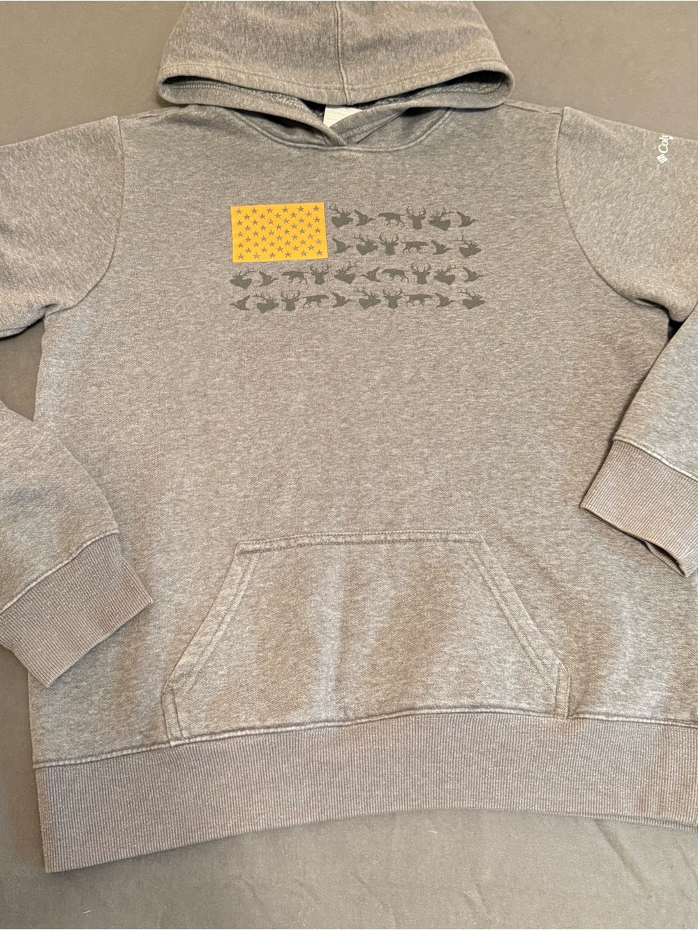 Kids' Gray Hoodie with Yellow Flag Graphic